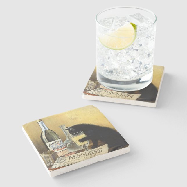 Retro-fransken poster "absinthe bourgeois" underlägg sten (Sidan)