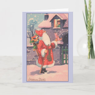 Retro franskJoyeux Noël julkort Helgkort
