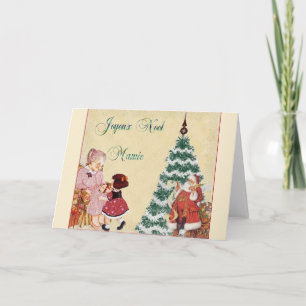 Retro franskJoyeux Noël Mamie julkort Helgkort