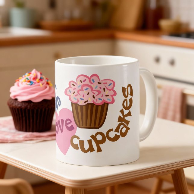 Retro Fred Kärlek Cupcakes Kaffemugge Kaffemugg (Retro coffee mug for home bakers and cupcake lovers.)