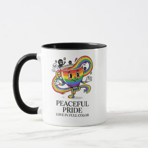 Retro Fredlig Pride Regnbåge Kaffe Kopp T-Shirt