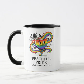 Retro Fredlig Pride Regnbåge Kaffe Kopp T-Shirt