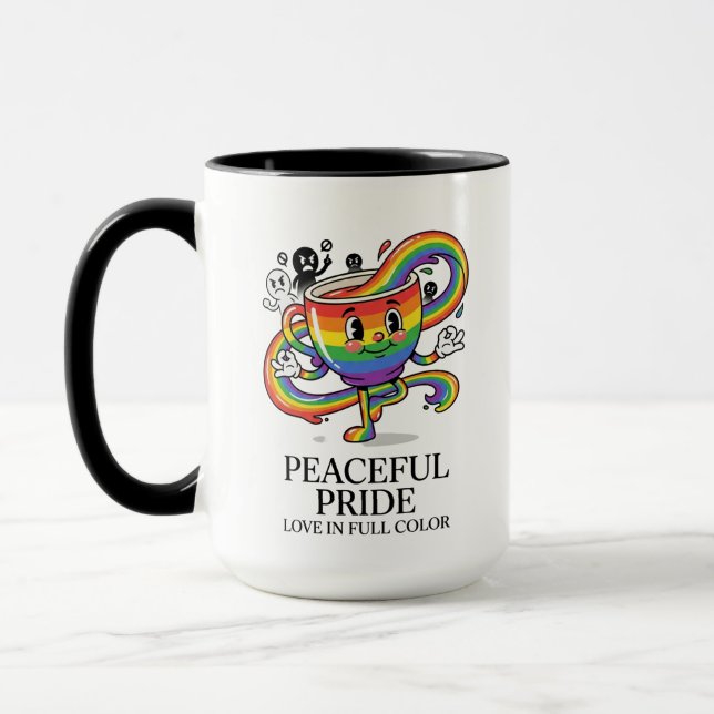 Retro Fredlig Stolthet Regnbåge Kaffe Kopp T-Shirt (Vänster)