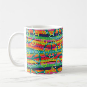 Retro fredssymboler för regnbågeTiefärg Kaffemugg