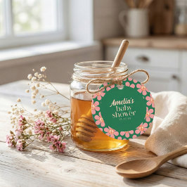 Retro Fredstecken Blomma Grön Rosa Bebis Shower Gåvor Etiketter