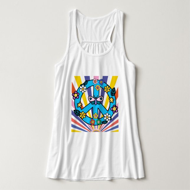 Retro Fredstecken Linne Med Racerback (Design framsida)