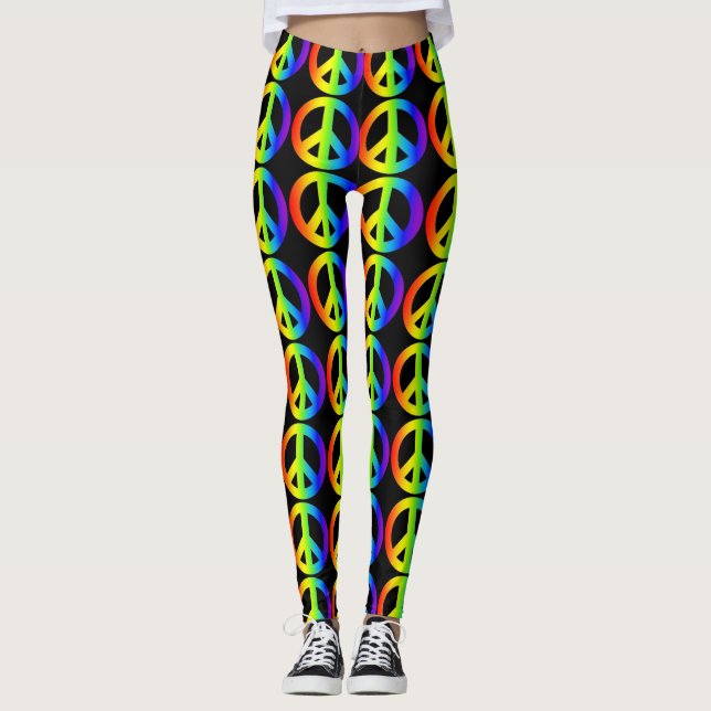 Retro Fredstecken Neon Leggings (Framsida)