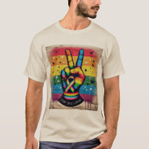 Retro Fredstecken T-Shirt Mot Mobbing