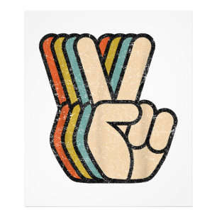 Retro Fredstecken V Finger Vintage 60s 70:s 80-sek Fototryck