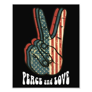 Retro Fredstecken Vintage 60's 70's Hippiepresent Fototryck