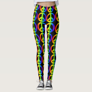 Retro fredsteckenneondamasker leggings