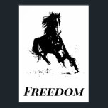 Retro Freedom Black White Pop Art Running Horse Poster<br><div class="desc">Black White Pop Art Running Horse Silhouette / Digital Animal / Horse Art</div>