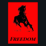 Retro Freedom Red Black Pop Art Running Horse Poster<br><div class="desc">Black Red Pop Art Running Horse Silhouette / Digital Animal / Horse Art - Horse Head Artwork</div>