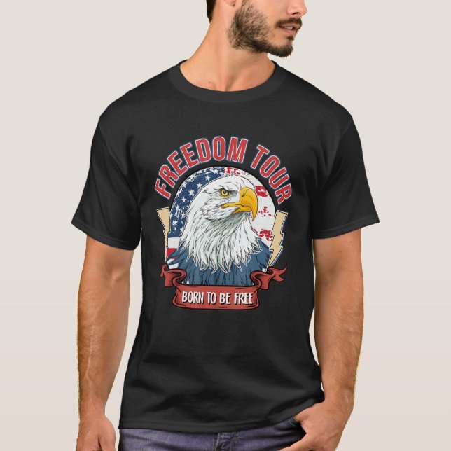 Retro Freedom Tour 1776 Amerika 4:e juli Eagle T Shirt (Framsida)