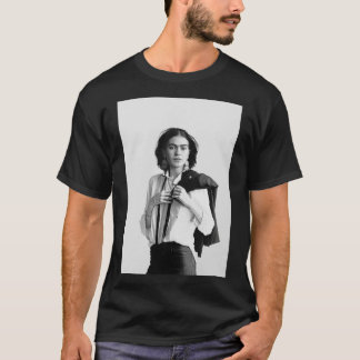 Retro Frida Kahlo Wearing White Shirt T Shirt