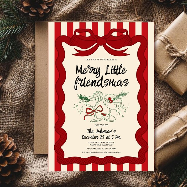 Retro Friendsmas-fest Inbjudningar (Skapare uppladdad)