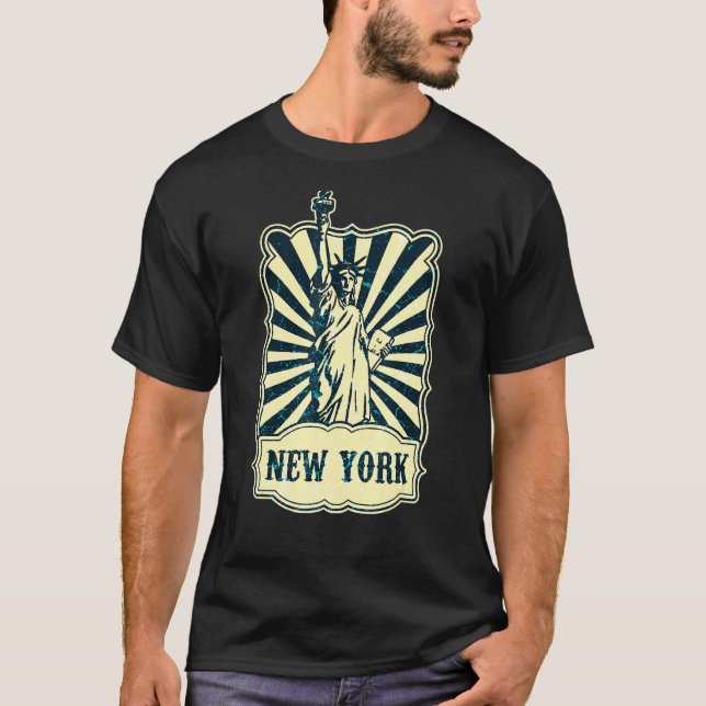 Retro Frihetsgudinnan New York City America T Shirt (Framsida)