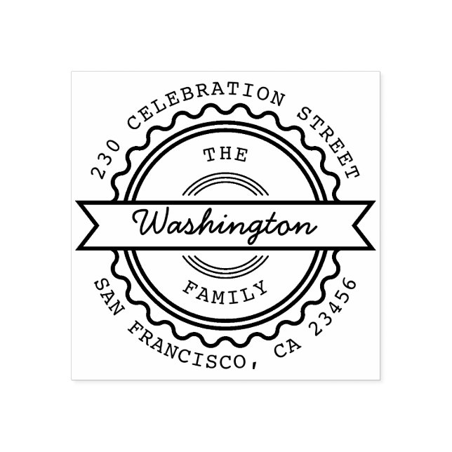 Retro Frimärke Anpassningsbar Family Namn & Retura Stämpel (Tryck)