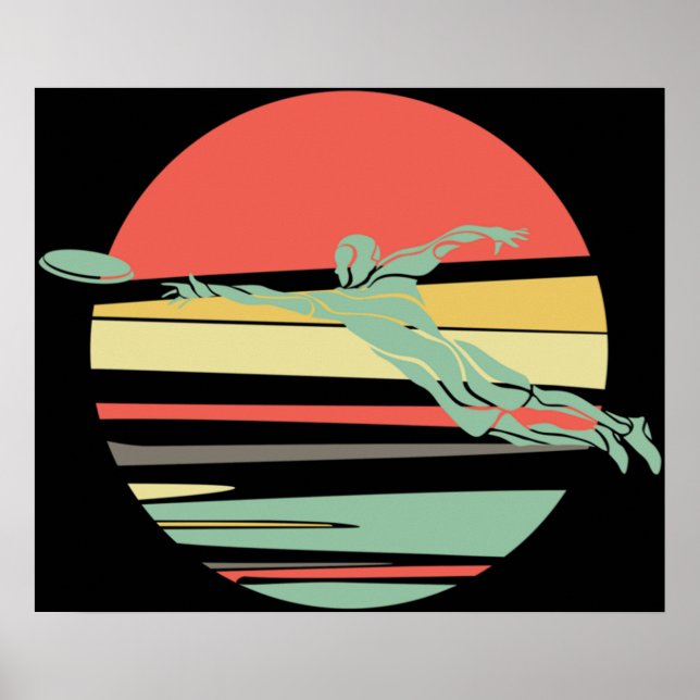 Retro Frisbee för Ultimate Frisbee Player Poster (Framsidan)