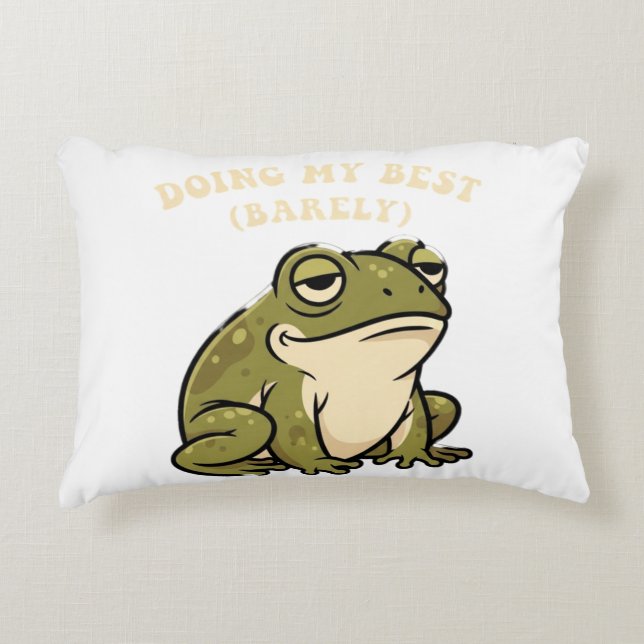 Retro Frog Barely Trying Rectangular Pillow Prydnadskudde (Framsidan)