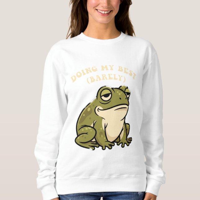 Retro Frog Doing My Best Women’s Sweatshirt T Shirt (Framsida)