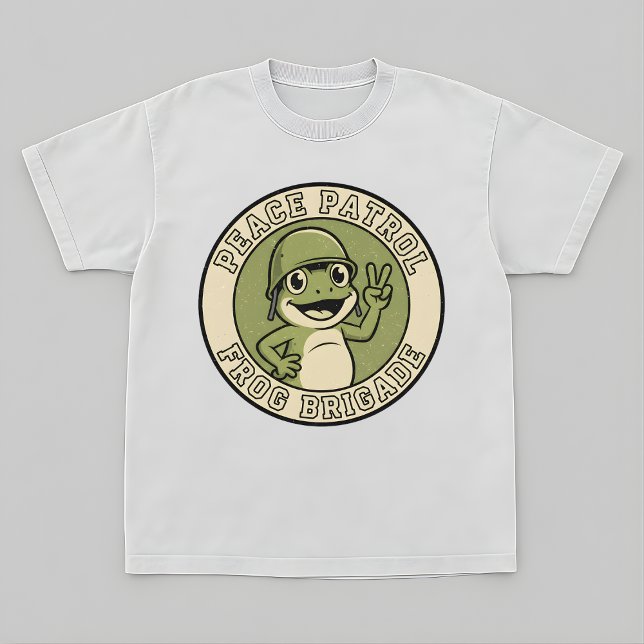 Retro Frog Mascot Tee – Peace Patrol Design (Skapare uppladdad)