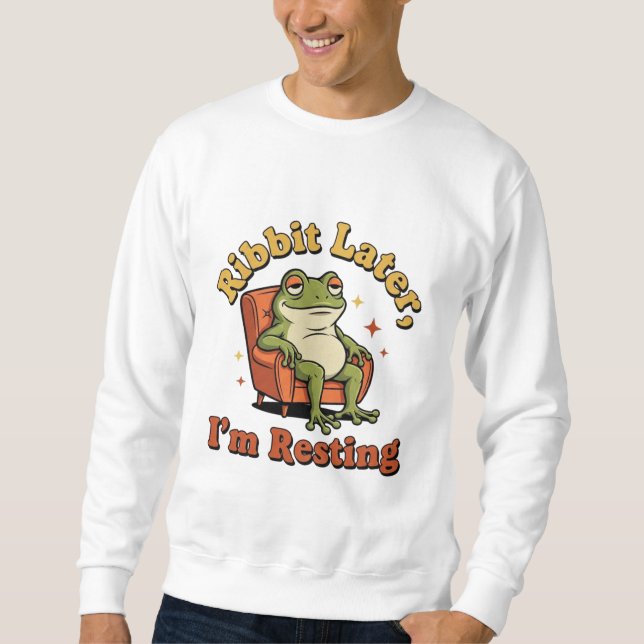 Retro Frog Relax Humor Men’s Sweatshirt (Framsida)