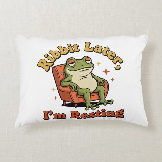 Retro Frog Relax Quote Rectangular Pillow Prydnadskudde (Framsidan)