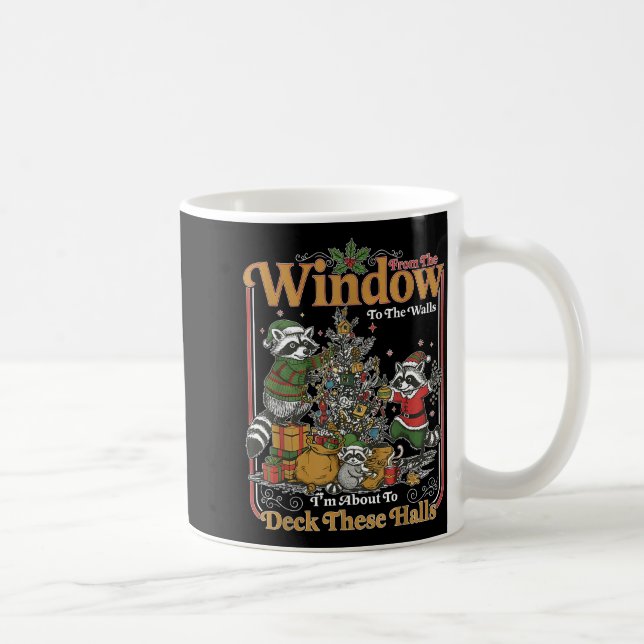 Retro From The Windows To The Walls Funny Raccoon  Kaffemugg (Höger)