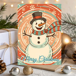 Retro Frosty Snowman Blizzard Christmas Helgkort
