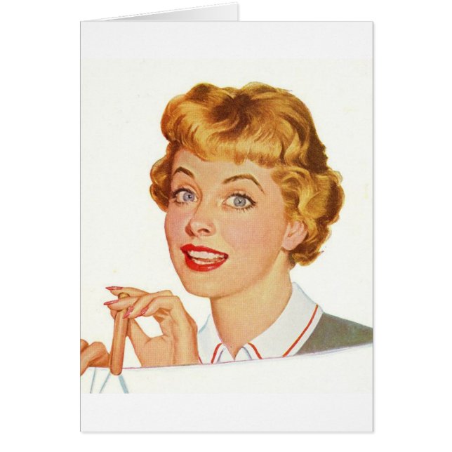 Retro fru - mitt hus är ett oreda, hälsningskort (Framsidan)