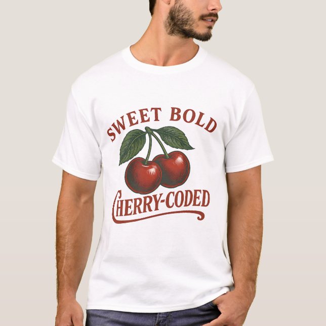Retro Fruit Sweet Cherry-Coded Graphic T-Shirt (Framsida)