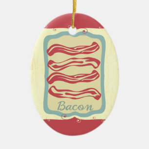 Retro frukostmat ikon bacon jul prydnadsämne julgransprydnad keramik