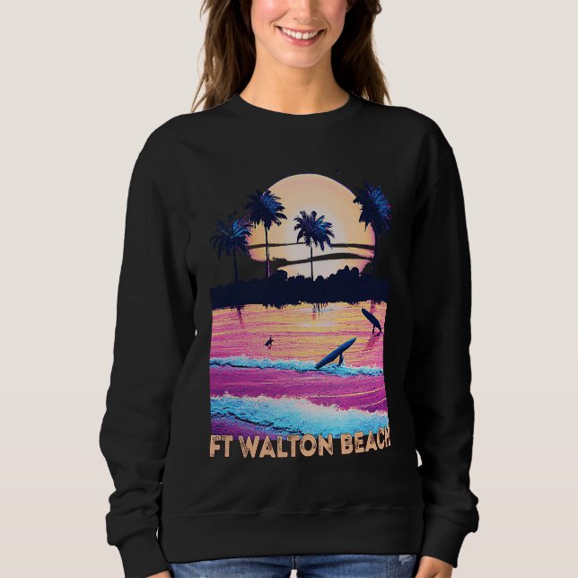 Retro Ft Walton Beach Florida Souvenir Surf T Shirt (Framsida)