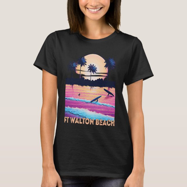Retro Ft Walton Beach Florida Souvenir Surf T Shirt (Framsida)