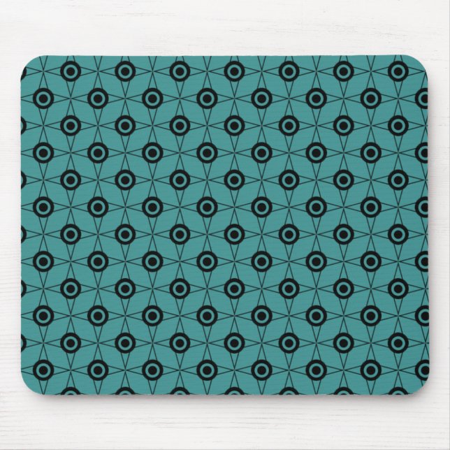 Retro Funk Geometric Mousepad, Teal Musmatta (Framsidan)