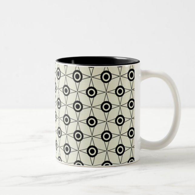 Retro Funk Geometric Mugg, Black and Ivory Två-Tonad Mugg (Höger)