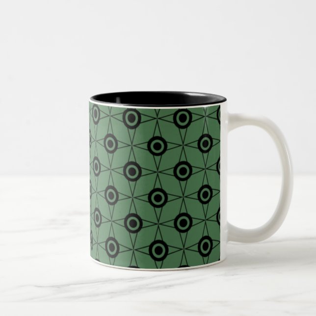Retro Funk Geometric Mugg, Klöver Grönt Två-Tonad Mugg (Höger)