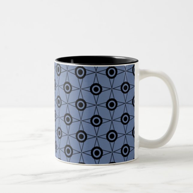 Retro Funk Geometric Mugg, Mjuk blå Två-Tonad Mugg (Höger)