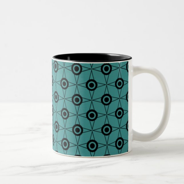 Retro Funk Geometric Mugg, Teal Två-Tonad Mugg (Höger)