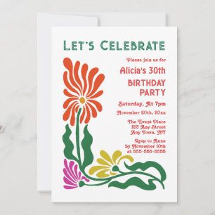 Retro Funky 70s Groovy Psychedelic Flower Birthday Inbjudningar