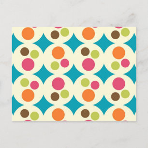 Retro Funky 70s Polka Dot Mönster Vykort