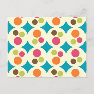 Retro Funky 70s Polka Dot Mönster Vykort