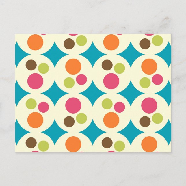 Retro Funky 70s Polka Dot Mönster Vykort (Framsida)