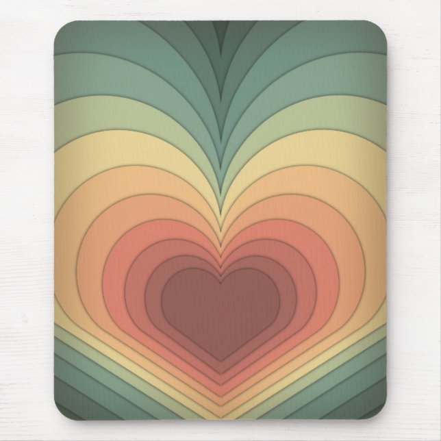 Retro Funky Colorful Heart Mousepad Musmatta (Framsidan)
