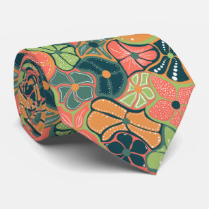 Retro Funky Färgfull blomma Mönster Slips