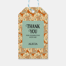 Retro Funky Groovy Boho Botanical Birthday Presentetikett