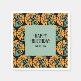 Retro Funky Groovy Daisy Flower Birthday Pappersservett