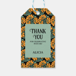 Retro Funky Groovy Daisy Flower Birthday Tack Presentetikett