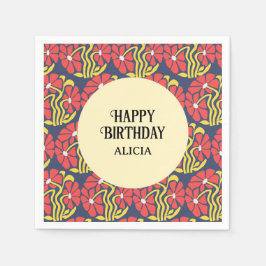 Retro Funky Groovy Trippy Daisy Blommigt Birthday Pappersservett